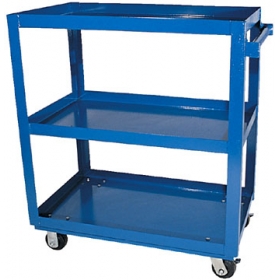 Tool service cart is constructed of either aluminum or steel.